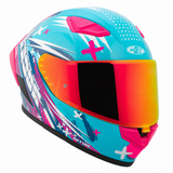 Casco Integral Joe Rocket RKT 105 Rapid Rosa HiVis Mujer Mica Roja
