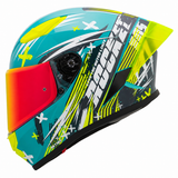 Casco Integral Joe Rocket RKT 105 Rapid Verde HiVis Mica Rojo