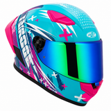 Casco Integral Joe Rocket RKT 105 Rapid Rosa HiVis Mujer Mica Verde