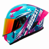 Casco Integral Joe Rocket RKT 105 Rapid Rosa HiVis Mujer Mica Roja
