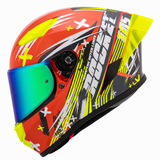 Casco Integral Joe Rocket RKT 105 Rapid Rojo HiVis Mica Verde
