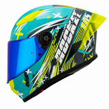 Casco Integral Joe Rocket RKT 105 Rapid Verde HiVis Mica Azul