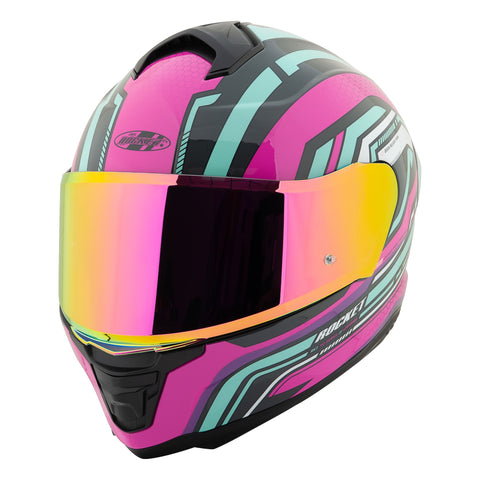 Casco Integral Joe Rocket RKT 110 Highside Rosa Mujer Iridio