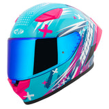 Casco Integral Joe Rocket RKT 105 Rapid Rosa HiVis Mujer Mica Azul