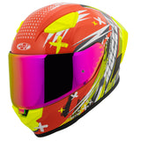 Casco Integral Joe Rocket RKT 105 Rapid Rojo HiVis Mica Rosa