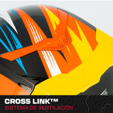 Casco Integral Joe Rocket RKT 240 Reactor Naranja Azul Iridium